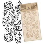 Scrapbooking - Szablon malarski border – bordiura // KWIATY RUSTYKALNE – RÓŻE // 21x45cm - miniaturka - grafika 1