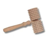 Masażery - Masażer drewniany z rączką podwójny wałek - miniaturka - grafika 1
