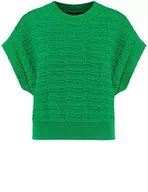 Swetry damskie - Taifun Damski sweter z wyciętymi ramionami, sweter bez rękawów, rękaw 3/4, kołnierz polo, jednokolorowy, Cosmic Green, 36 - miniaturka - grafika 1