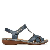 Sandały damskie - Sandały Rieker 65919-12 Niebieski - miniaturka - grafika 1