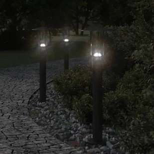 The Living Store Lampa ogrodowa na słupku - czarna - 60 cm - stal nierdzewna - Lampa Ogrodowa - Lampy ogrodowe - miniaturka - grafika 1