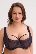 Biustonosze - Gaia 1323M Veda Maxi biustonosz półusztywniany, haftowany tiul granatowy - miniaturka - grafika 1