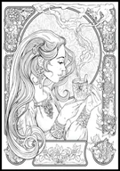 Kolorowanki, wyklejanki - Kolorowanka w formie plakatu dla dzieci i nie tylko, z piękną grafiką, kobieta z kubkiem herbaty, formaty 30x40 cm - miniaturka - grafika 1