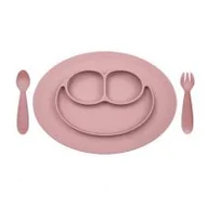 Miseczki i talerzyki dla dzieci - EZPZ, Komplet naczyń silikonowych, Mini Feeding Set pastelowy, róż - miniaturka - grafika 1