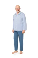 Piżamy damskie - PIŻAMA MĘSKA 3XL DŁUGI RĘKAW DŁUGIE SPODNIE ROZPINANA DLA TATY DZIADKA BŁĘKITNA - miniaturka - grafika 1