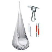 Wyposażenie pokoiku dziecięcego - Huśtawka wisząca jasnoszara Hamak bujany - miniaturka - grafika 1