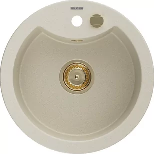 Mexen Diego zlewozmywak granitowy 1-komorowy 488 x 480 mm, beżowy, syfon złoty - Zlewozmywaki - miniaturka - grafika 1