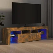 Szafki RTV - Lumarko Szafka TV z oświetleniem LED, opalany dąb, 140x36,5x40 cm - miniaturka - grafika 1