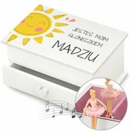 Pozytywki dla dzieci - Szkatułka na biżuterię z pozytywką i szufladką z nadrukiem dla dziewczynki na imieniny - miniaturka - grafika 1