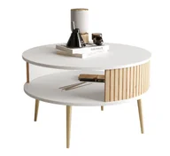 Ławy i stoliki kawowe - Stolik Kawowy Moonday Złoty / Biały / Dąb Artisan - miniaturka - grafika 1