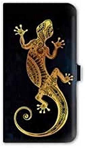 Cokitec Skórzane Etui Portfel dla iPhone 7 Zwierzęta Maori - Leezard on Czarny
