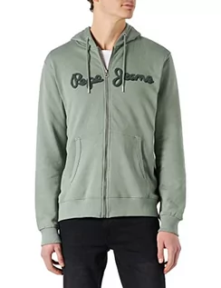 Bluzy męskie - Pepe Jeans Ryan Zip Bluza męska, Zielony (odlewanie), S - grafika 1