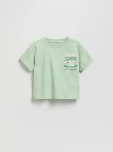 Reserved - Bawełniany t-shirt z nadrukiem - jasnozielony - Bluzki dla niemowląt - miniaturka - grafika 1
