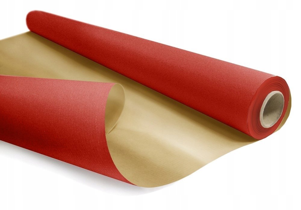 Papier KRAFT DUO do pakowania Czerwono-Złoty 69cm/25m