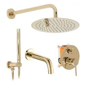 Zestawy prysznicowe - Rea Zestaw wannowo-prysznicowy podtynkowy Lungo L.Gold złoty + BOX P4125 - miniaturka - grafika 1