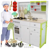 Zabawki AGD - WIELKA DREWNIANA KUCHNIA DLA DZIECI EDUKACYJNA ZESTAW RĘKAWICA AKCESORIA Z1045 - miniaturka - grafika 1