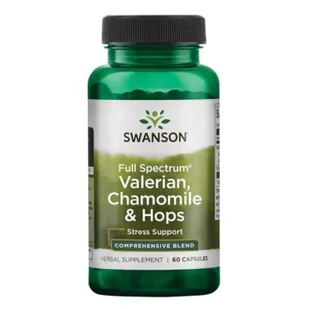 SWANSON FS Valerian Chamomile & Hops [Waleriana Rumianek i Chmiel] 60 kaps - Układ nerwowy - miniaturka - grafika 1