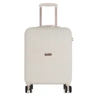 Walizki - Elegancka walizka prążkowana torba bagaż exclusive 20" - biała Semi Line - miniaturka - grafika 1