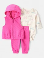 Bluzy i sweterki niemowlęce - carter's 3-częściowy zestaw w kolorze kremowo-różowym - miniaturka - grafika 1