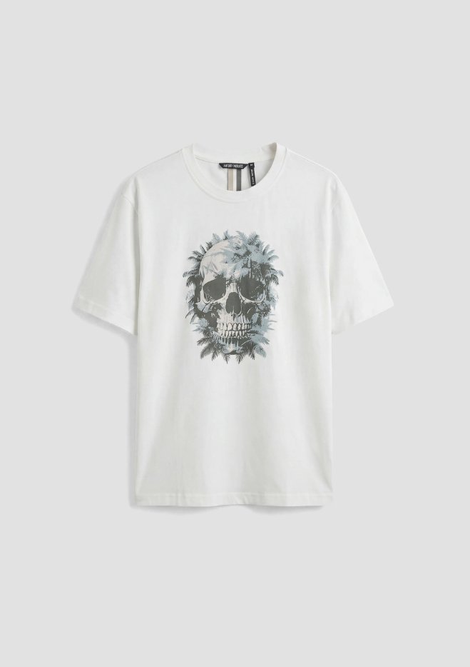 T-shirt con teschio męskie kremowy