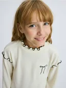 Bluzki dla dziewczynek - Reserved - Bluzka z dodatkiem wiskozy - złamana biel - miniaturka - grafika 1