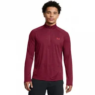 Koszulki sportowe męskie - Męski longsleeve treningowy Under Armour UA Tech Textured 1/2 Zip - czerwony - UNDER ARMOUR - miniaturka - grafika 1
