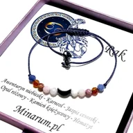 Bransoletki - Bransoletka znak zodiaku Rak Opal Karnerol Kamień Księżycowy bransoletka z kamieni naturalnych - miniaturka - grafika 1
