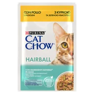 Mokra karma dla kotów - CAT CHOW Hairball Karma dla kotów z kurczakiem i zieloną fasolką w sosie 4x85g (3+1 GRATIS) - miniaturka - grafika 1