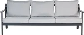 Sofy ogrodowe - BELIANI Sofa ogrodowa 3-osobowa jasnoszare poduszki wodoodporne czarna aluminiowa metalowa rama - miniaturka - grafika 1