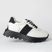 Półbuty damskie - Sneakersy damskie na platformie GOODIN GD-XF-112 skóra tkanina kremowe 40 - miniaturka - grafika 1