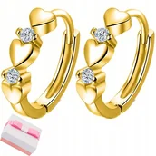 Biżuteria dla dzieci - Srebrne kolczyki kółka serca dla dziewczynki dzieci srebro 925 pozłacane - miniaturka - grafika 1