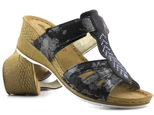 Klapki damskie na niewielkim koturnie - INBLU EP-20, czarne - Inblu - Klapki i japonki damskie - miniaturka - grafika 1