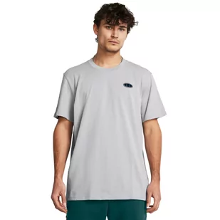Męski t-shirt z nadrukiem Under Armour UA Hw Lc Patch SS - szary - UNDER ARMOUR - Koszulki sportowe męskie - miniaturka - grafika 1