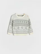 Bluzy i sweterki niemowlęce - Reserved - Sweter z zimowym motywem - złamana biel - miniaturka - grafika 1