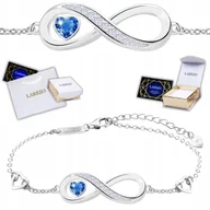 Bransoletki - Srebrna Bransoletka Serce Niebieska Cyrkonia z Nieskończonością SREBRO 925 - miniaturka - grafika 1