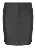 Spódnice - VERO MODA Vmseven Mr Short Coated Skirt Ptt Noos PU spódnica damska, czarny, M wąska talia - miniaturka - grafika 1