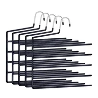 Skarpetki dla dzieci - Relaxdays Spodnie z wieloma fiszbinami, zestaw 5 szt., 5 drążków, antypoślizgowe, zajmują mało miejsca, wys. x szer. 35 x 32 cm, wieszak na spodnie, czarne - miniaturka - grafika 1