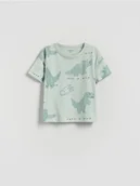 Bluzki dla niemowląt - Reserved - Bawełniany t-shirt z nadrukiem - jasnoniebieski - miniaturka - grafika 1