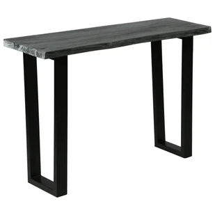 vidaXL Stolik konsola z litego drewna mindi, 110 x 35 x 75 cm, szary - Konsole i sekretarzyki - miniaturka - grafika 1