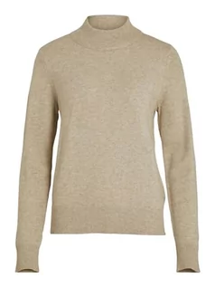 Swetry damskie - Vila Damski sweter z okrągłym dekoltem L/S Knit Top-Noos, naturalny melanż, XXL, Naturalny melanż, XXL - grafika 1