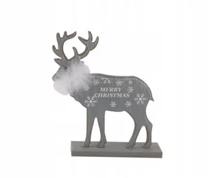 Figurka świąteczna drewniana renifer 20,5 cm szary - Ozdoby bożonarodzeniowe - miniaturka - grafika 1