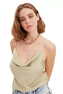 Bluzki damskie - Trendyol Damska bluzka z regularnym dekoltem i dekoltem, Miętowy, 64 - miniaturka - grafika 1