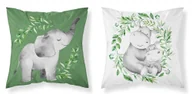 Poszewki na poduszki - Poszewka bawełniana 40x40 Słoń hipopotamy biała zielona dwustronna PSBA 17 B Mayamoo 26 - miniaturka - grafika 1