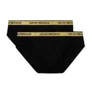 Paski - Emporio Armani Męski pasek z logo Shiny Elastic Band Brief, czarny/czarny, L - miniaturka - grafika 1