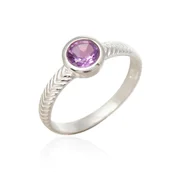 Pierścionki - ankabizuteria.pl Pierścionek srebrny z naturalnym ametystem i fasetow - miniaturka - grafika 1