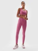 Legginsy - 4F Legginsy treningowe bezszwowe z wysokim stanem damskie - różowe M/L - miniaturka - grafika 1