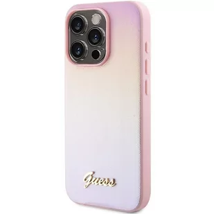Etui Guess GUHCP14LPSAIRSP Apple iPhone 14 Pro hardcase Saffiano Iridescent Script różowy/pink - Etui i futerały do telefonów - miniaturka - grafika 3