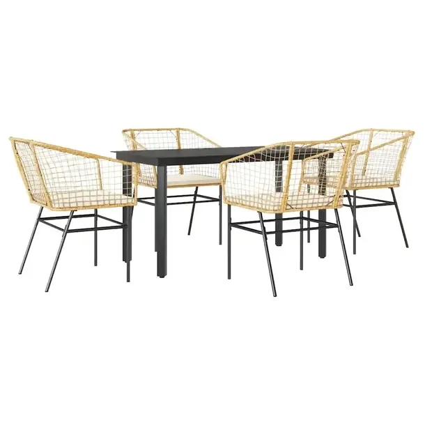 Zestaw mebli ogrodowych czarny 140x70x74 cm, krzesła brązowe 62x63x83 cm