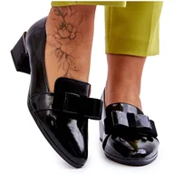 Czółenka - Vinceza Modne Lakierowane Czółenka Z Ozdobną Kokardą Czarne Shira - miniaturka - grafika 1