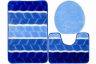 Dywaniki łazienkowe - Komplet 3-częściowy Łazienkowy Fano Niebieski Paski-KOMPLET - miniaturka - grafika 1